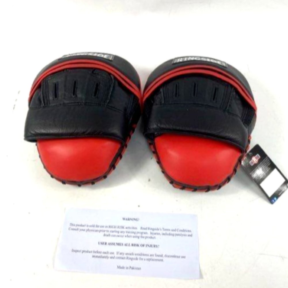 Pair of Ringside Gel Shock Red & Black Leather Bear Paws Boxing Practice Pads